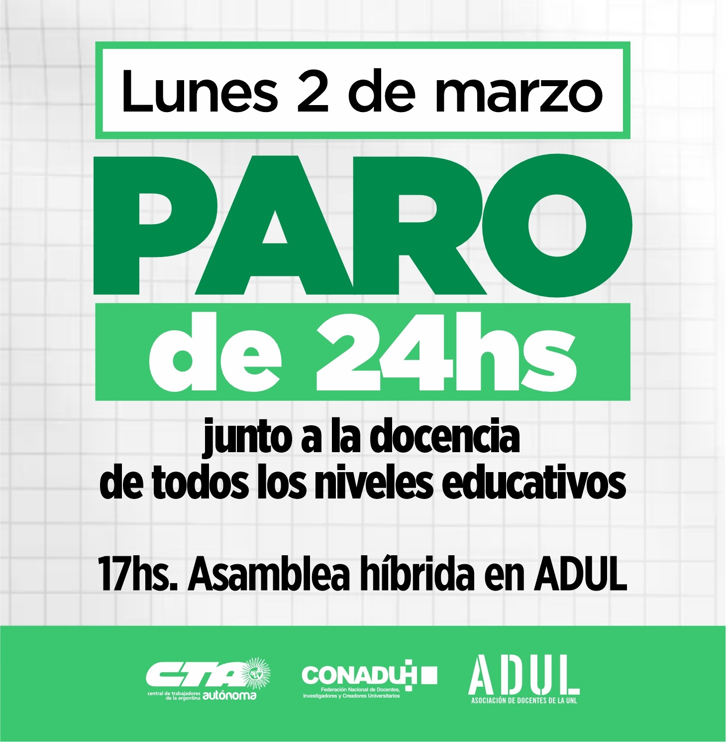 El 2 de marzo paramos todos los niveles