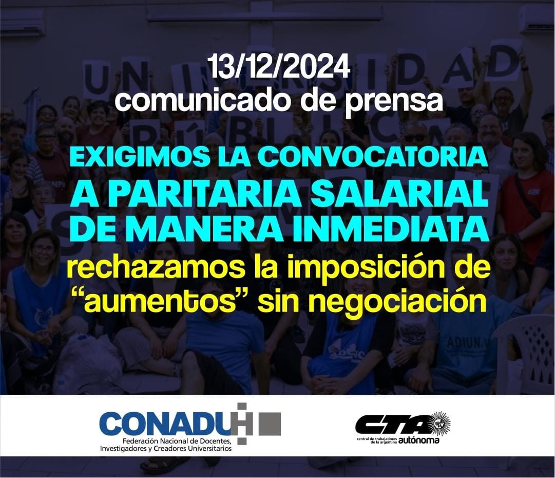 Exigimos la convocatoria a paritaria de manera inmediata