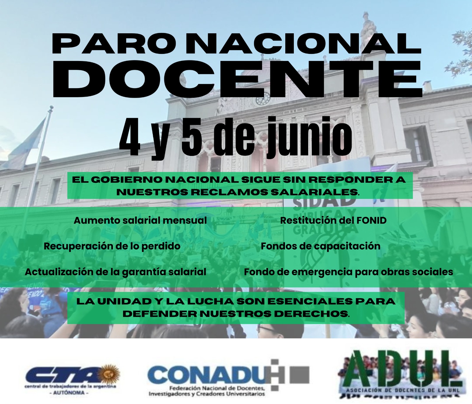 4 y 5 de junio: PARO NACIONAL ACTIVO