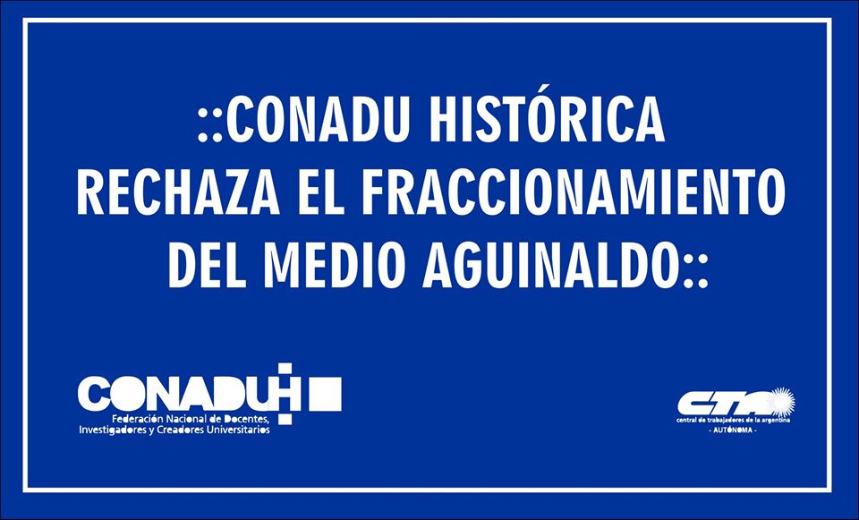 Conadu Histórica rechaza el fraccionamiento del medio aguinaldo