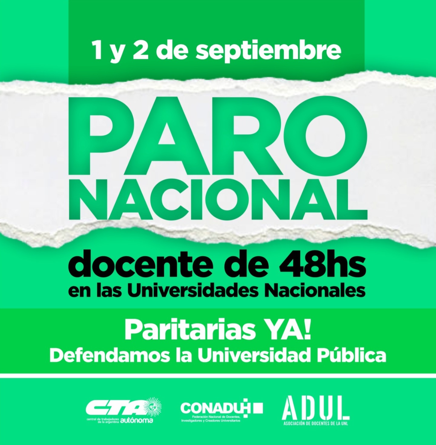 Lunes y martes: PARO en las Universidades Nacionales