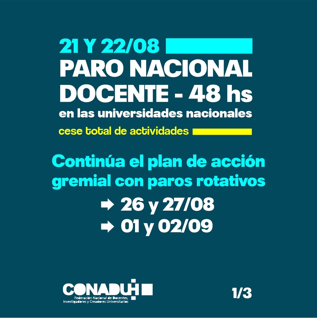 Paro nacional docente universitario y preuniversitario