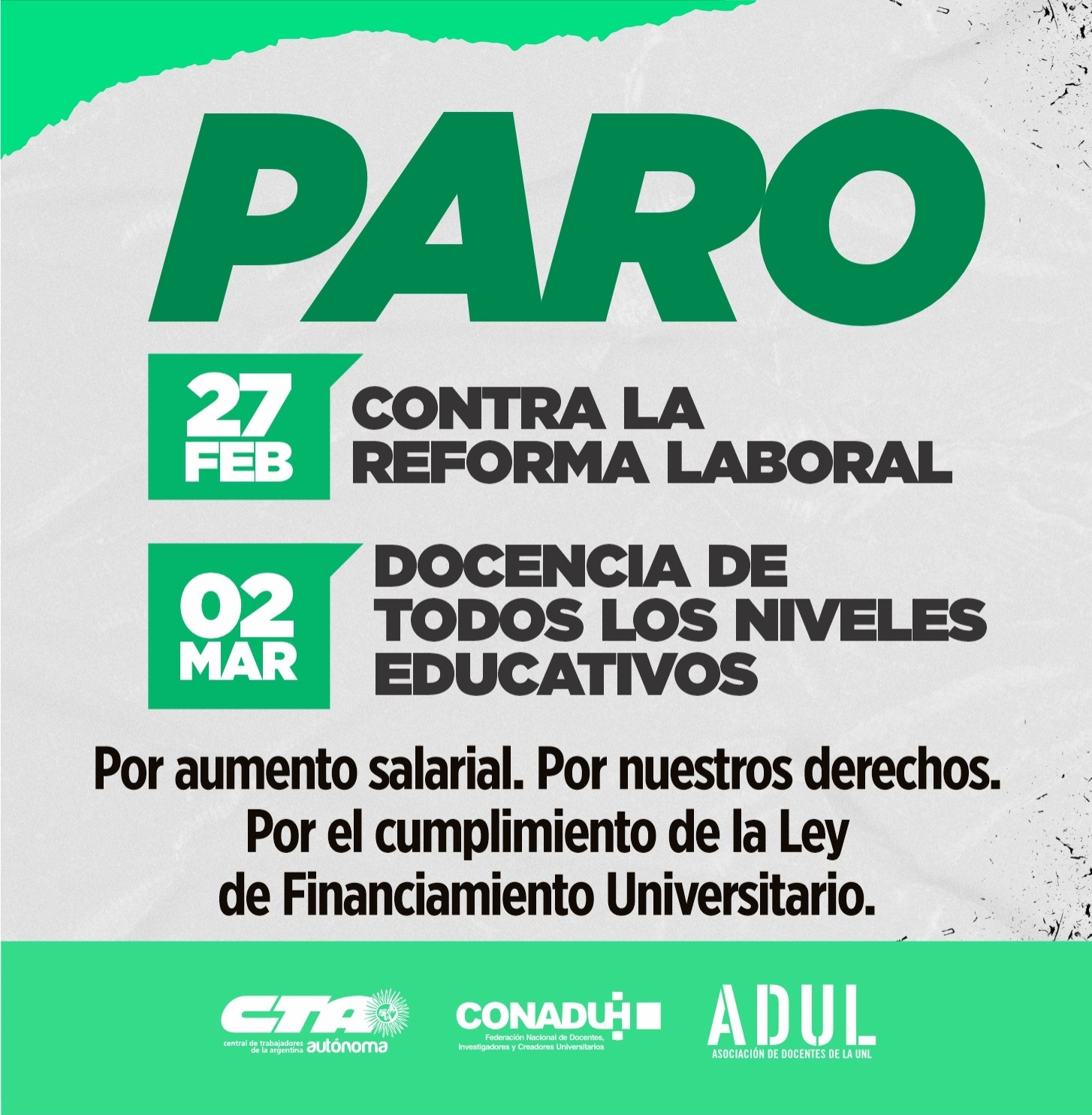 PARAMOS viernes 27 y lunes 2