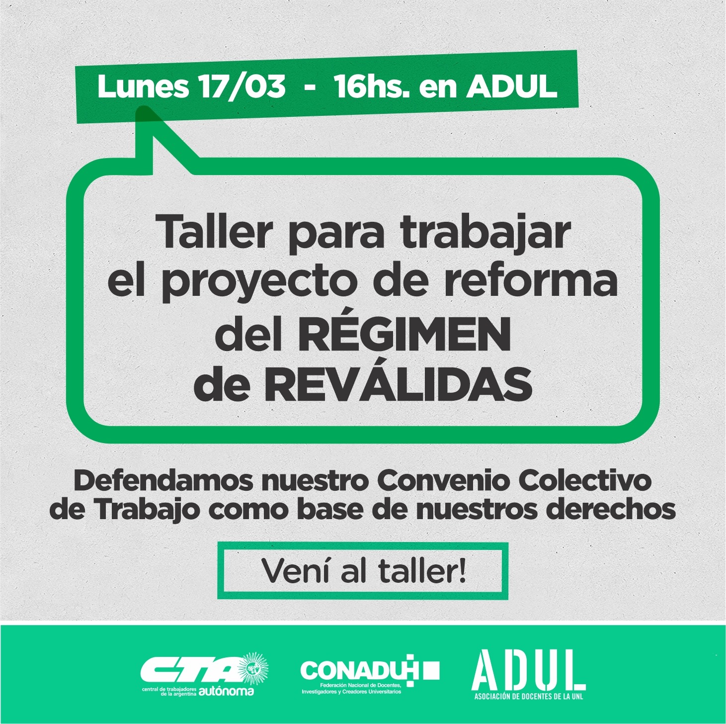 Reválidas: taller para trabajar el proyecto de reforma