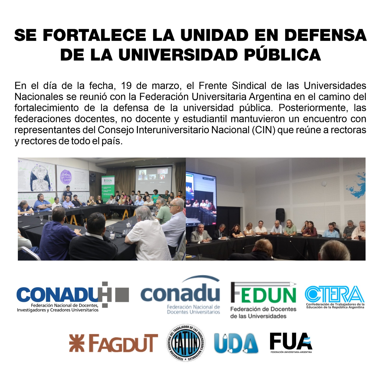 Se fortalece la unidad en defensa de la universidad pública