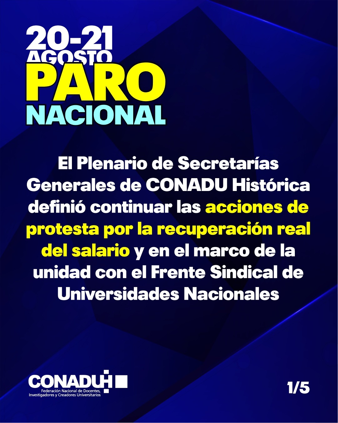 20 y 21 de agosto: Paro Nacional en las Universidades