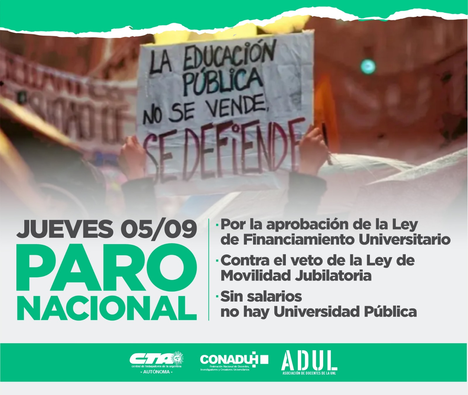 Jueves 5: Paro y movilización