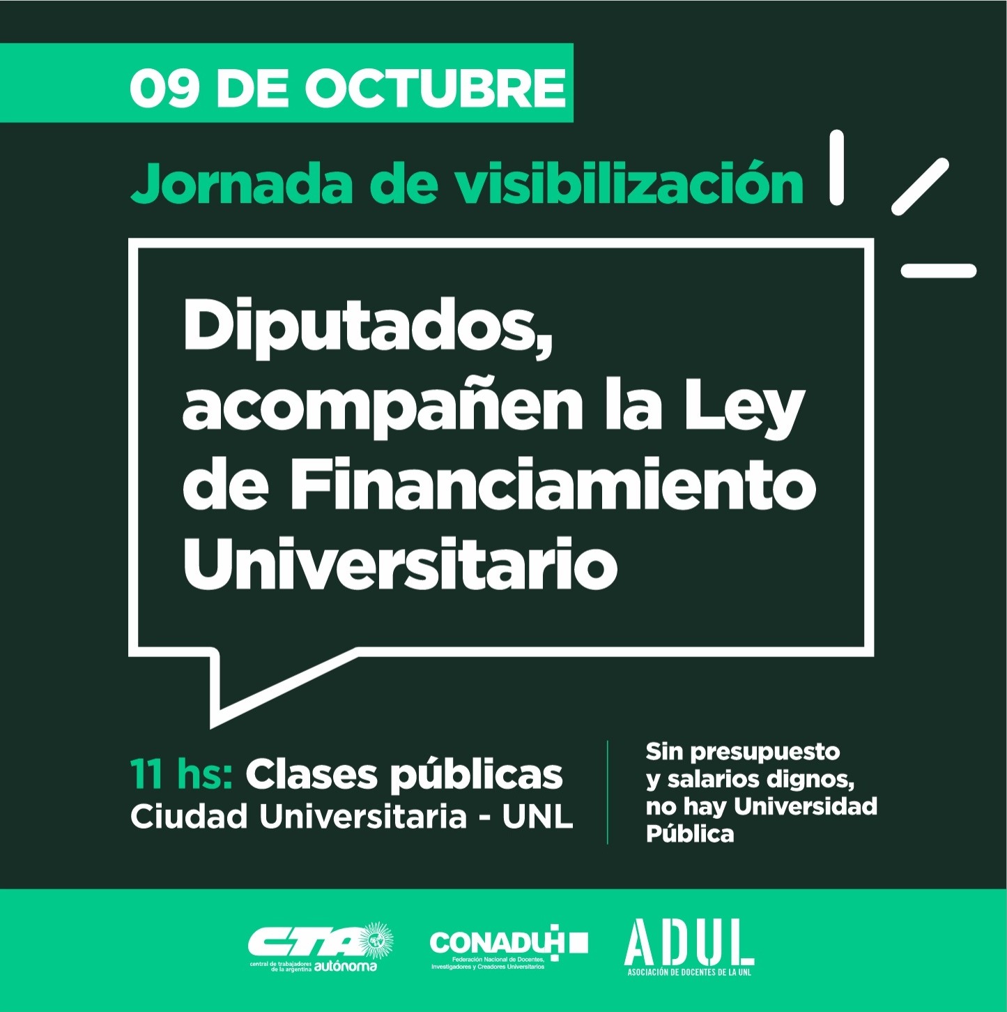 9/10 a las 11hs: Clases públicas en Ciudad Universitaria