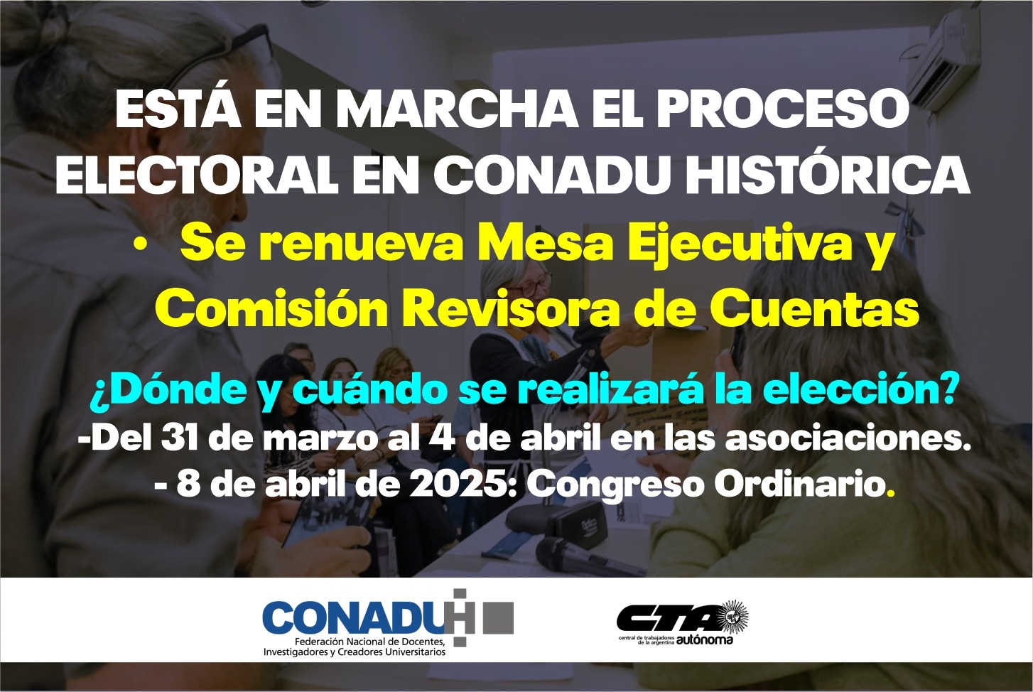 Está en marcha el proceso electoral en CONADU Histórica