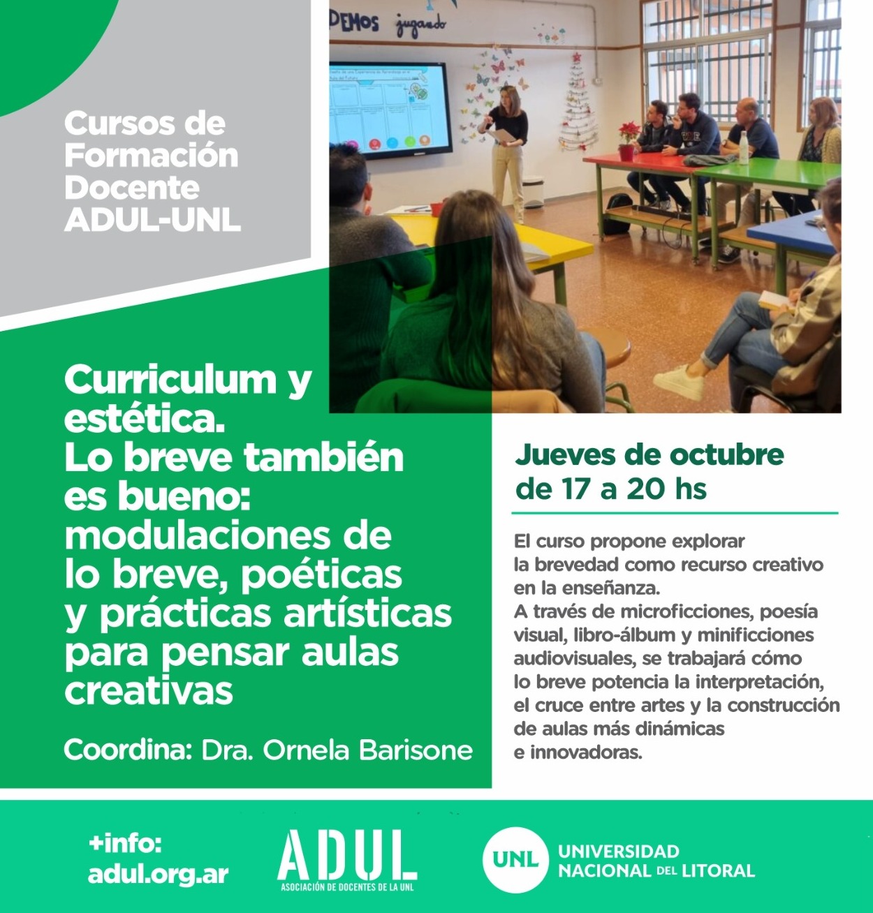 «Curriculum y estética». Cursos ADUL-UNL