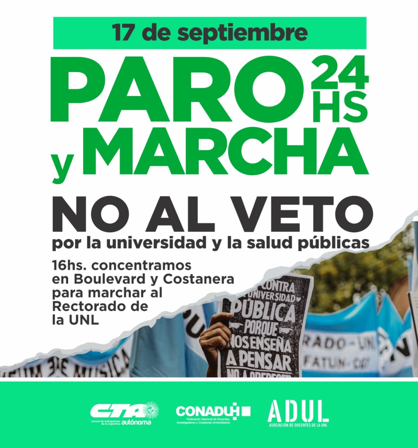 PARO DE 24hs y MARCHA CONTRA EL VETO