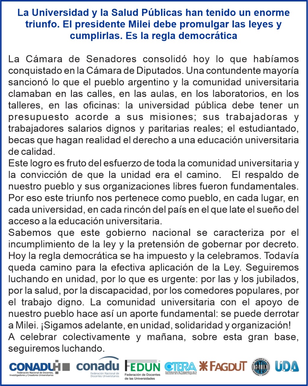 «Este triunfo nos pertenece como pueblo»
