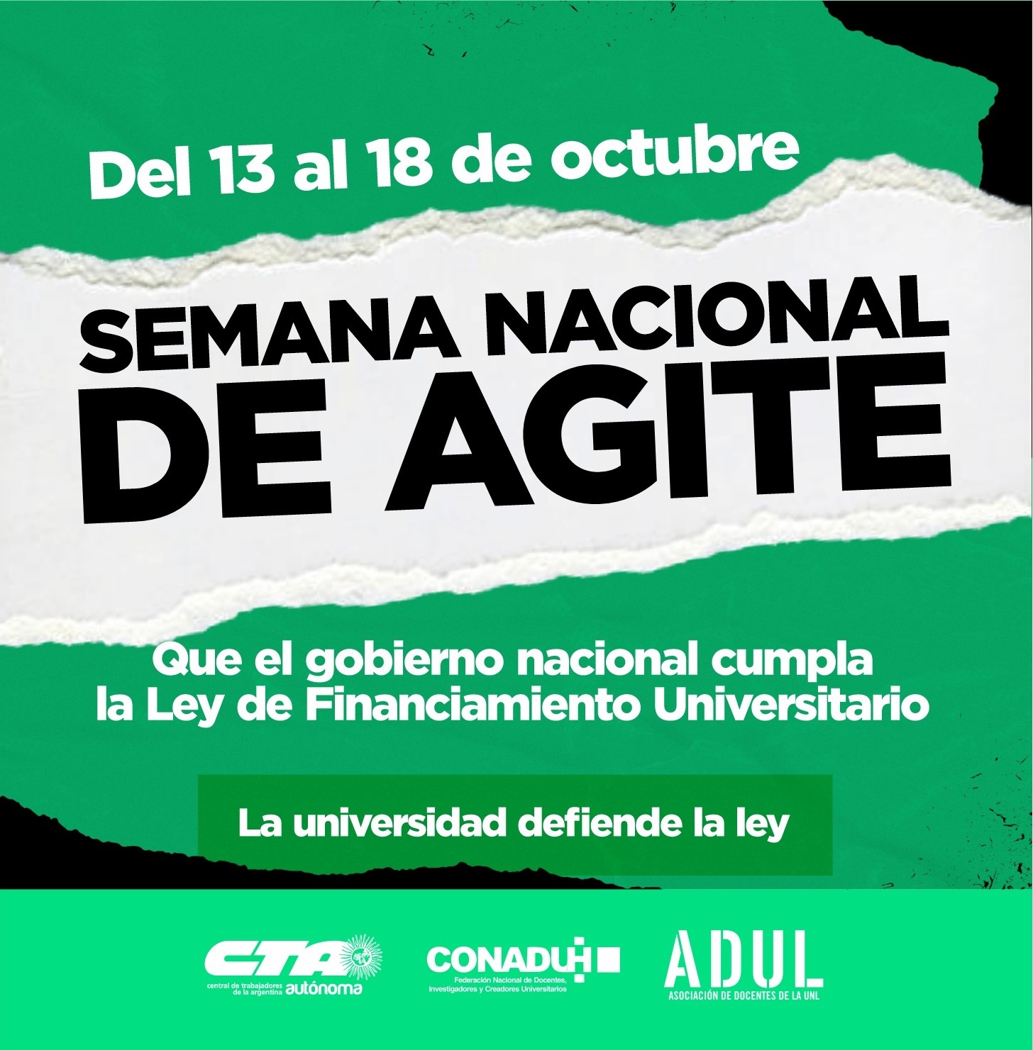 13 a 18 de octubre: semana nacional de agite