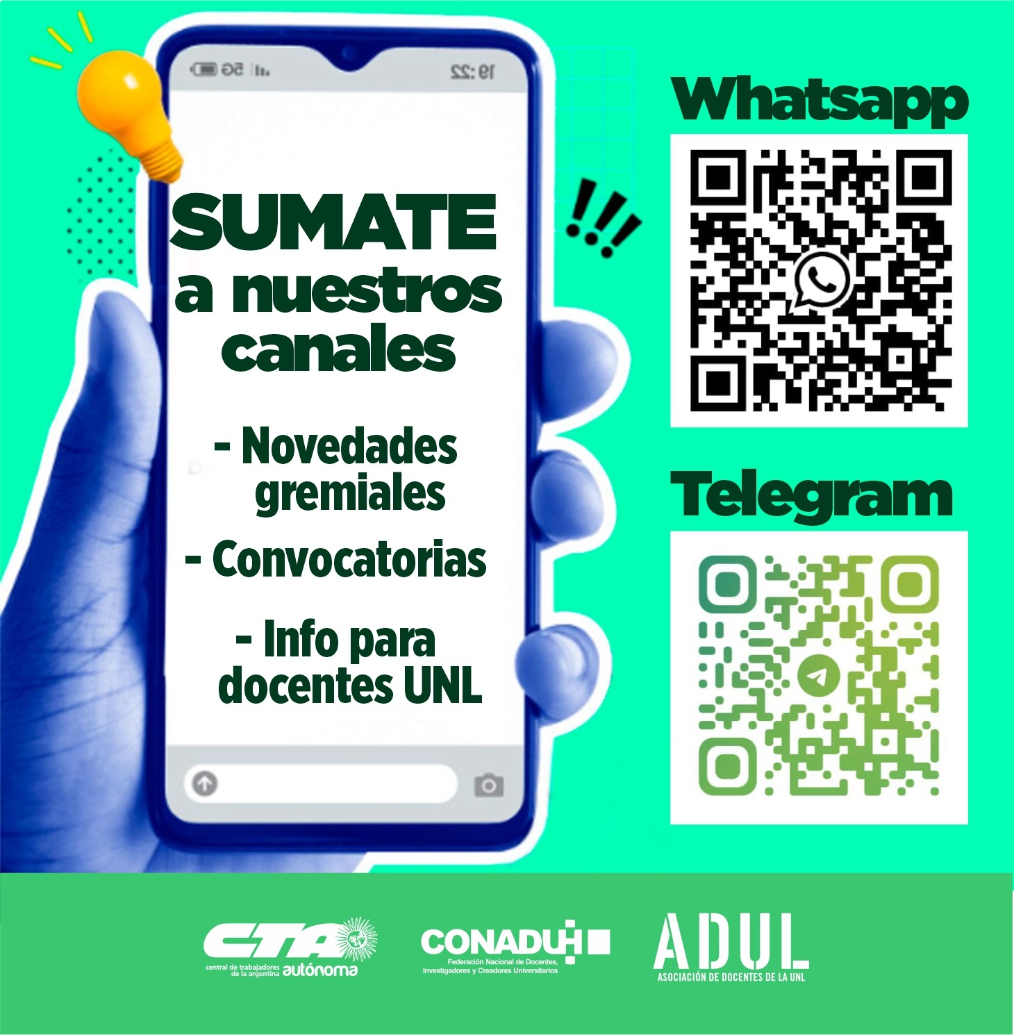 Sumate a los canales de ADUL