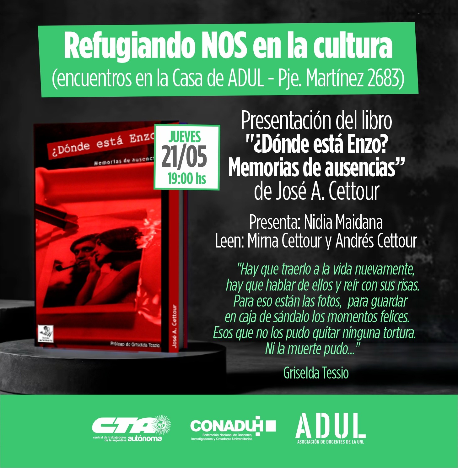 Presentación del libro de José Cettour en ADUL