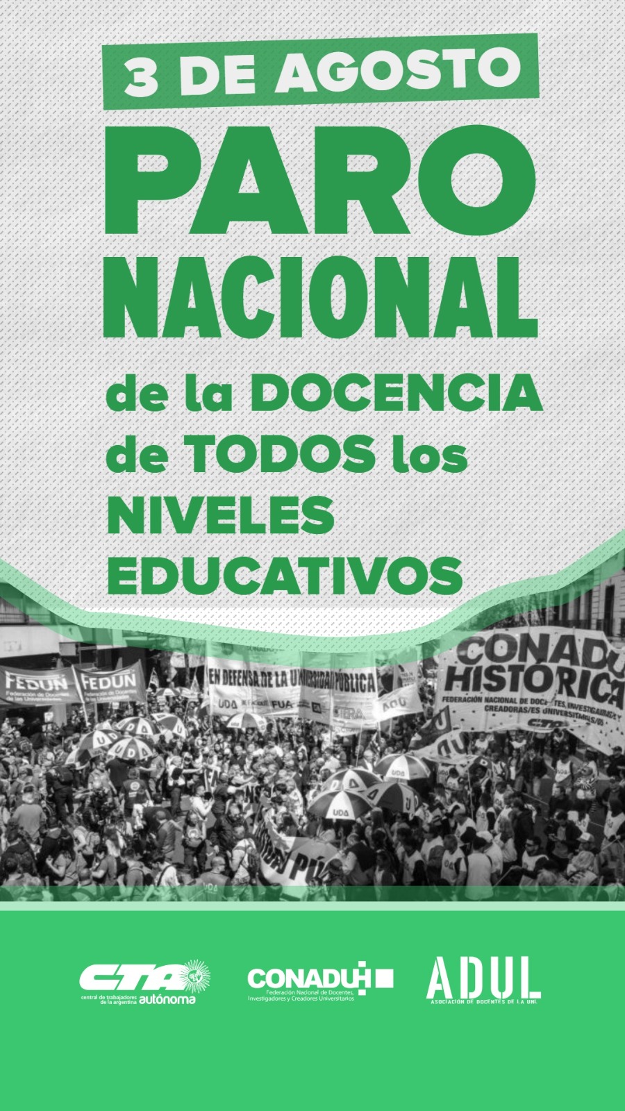 3/8, paro de la docencia de todos los niveles