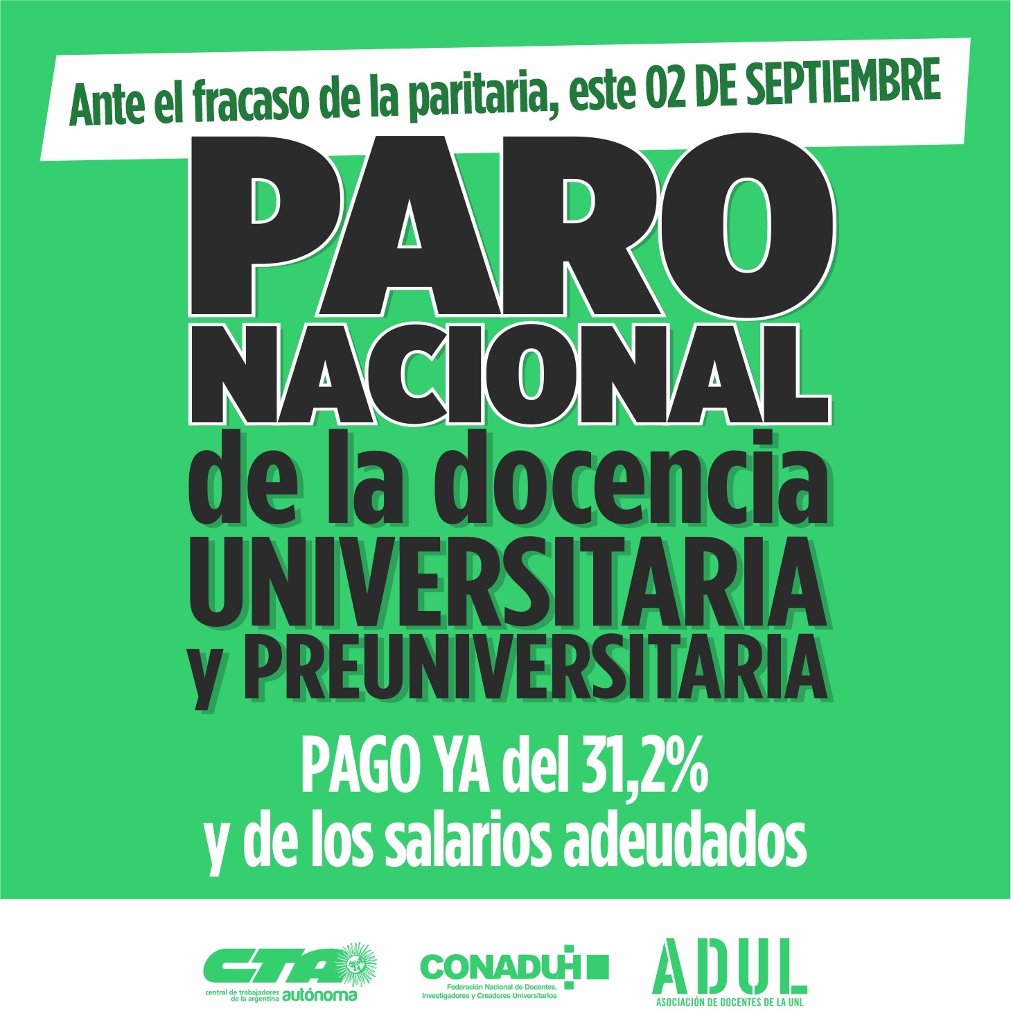 PARO ante el fracaso de la paritaria