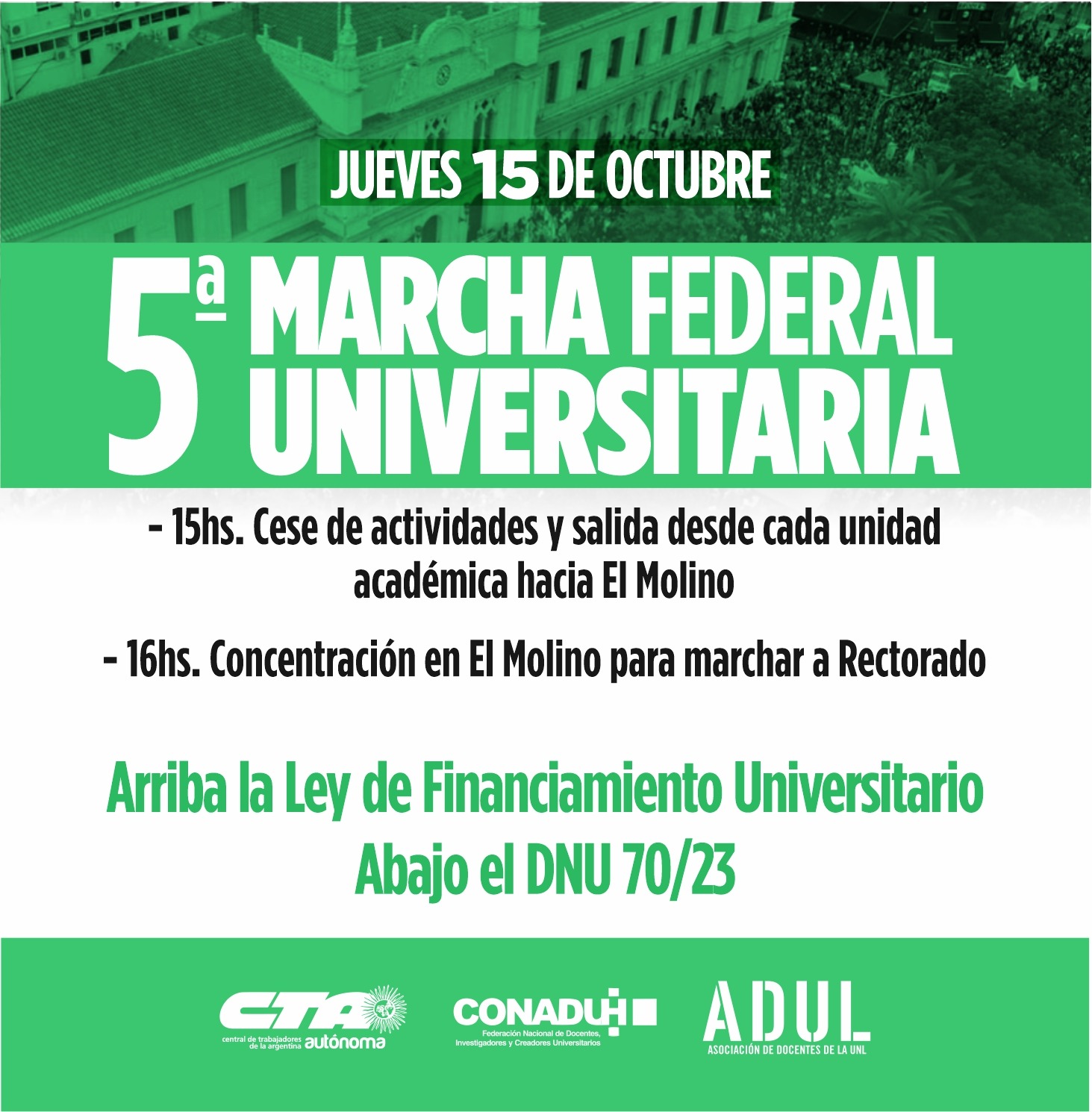 Vamos a la 5ta. Marcha Federal Universitaria