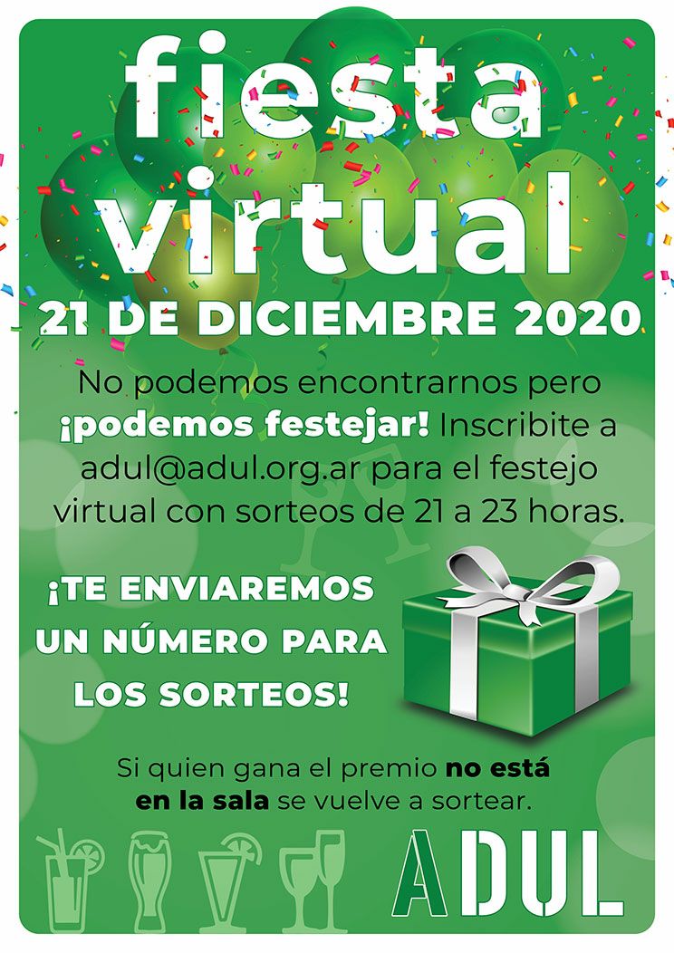 Festejo virtual de fin de año: lunes 21 de diciembre a partir de las 21 horas