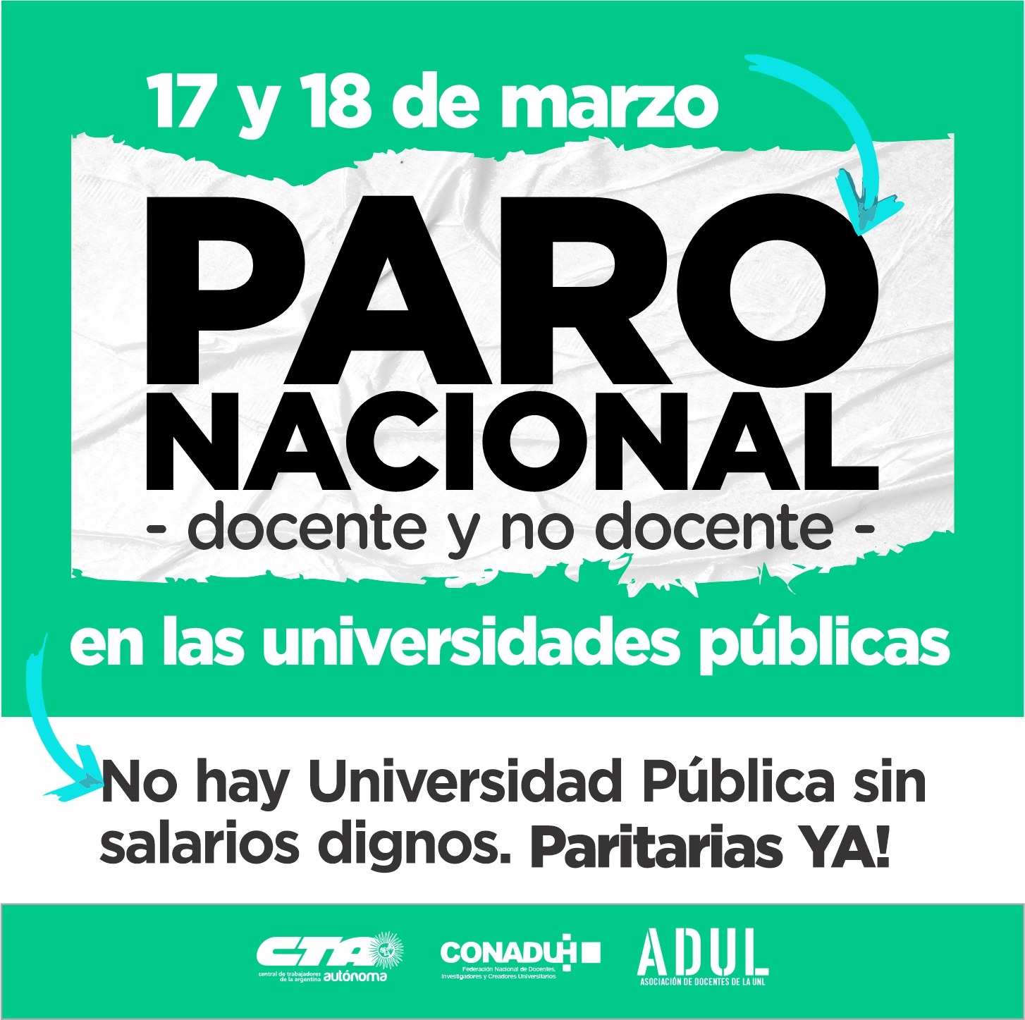 17 y 18 de marzo: PARAMOS en las universidades